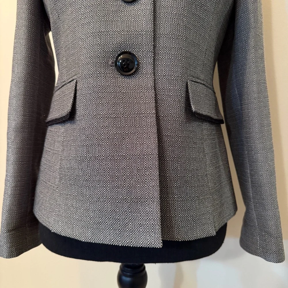 Evan Picone Women's 2P Gray Black Textured‎ Blazer Trendy Career Business Button